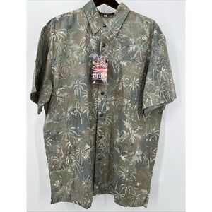 Redington Fishing Shirt Palm Print Vented Outdoor Mens L Button Up Nature‎ NWT